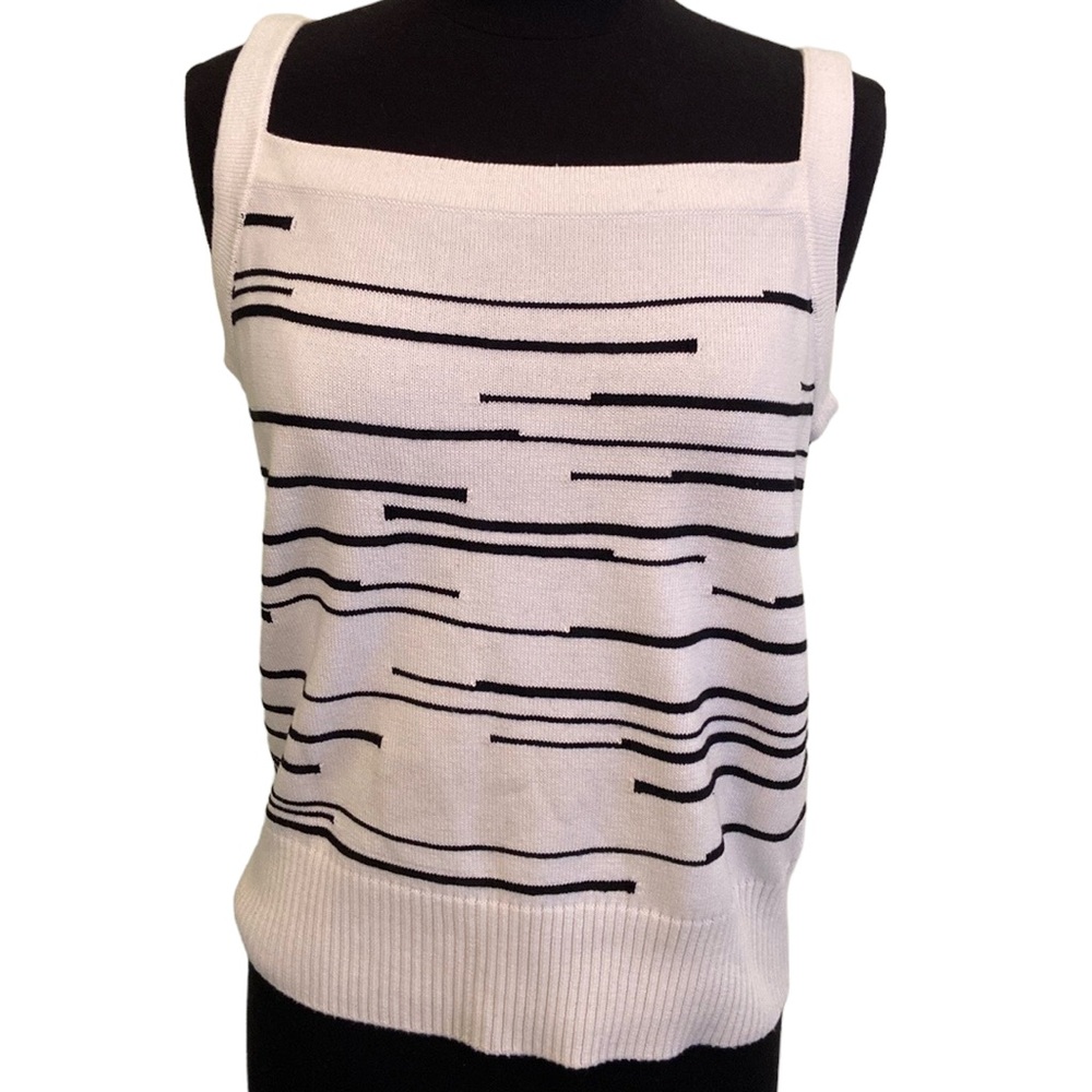 St. John Sport Knit Tank Navy White Stripes Summer Top